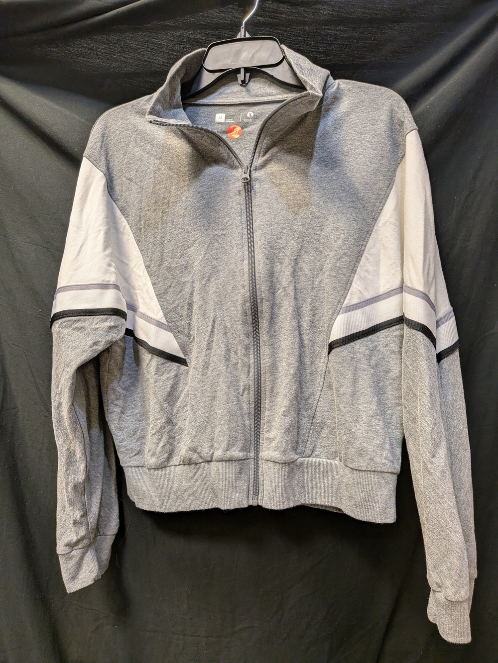 Women’s Grey Zip-Up Track Jacket with White Accent